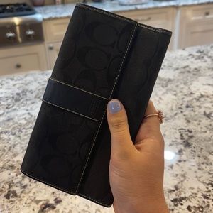 Coach Black Logoed Leather Wallet